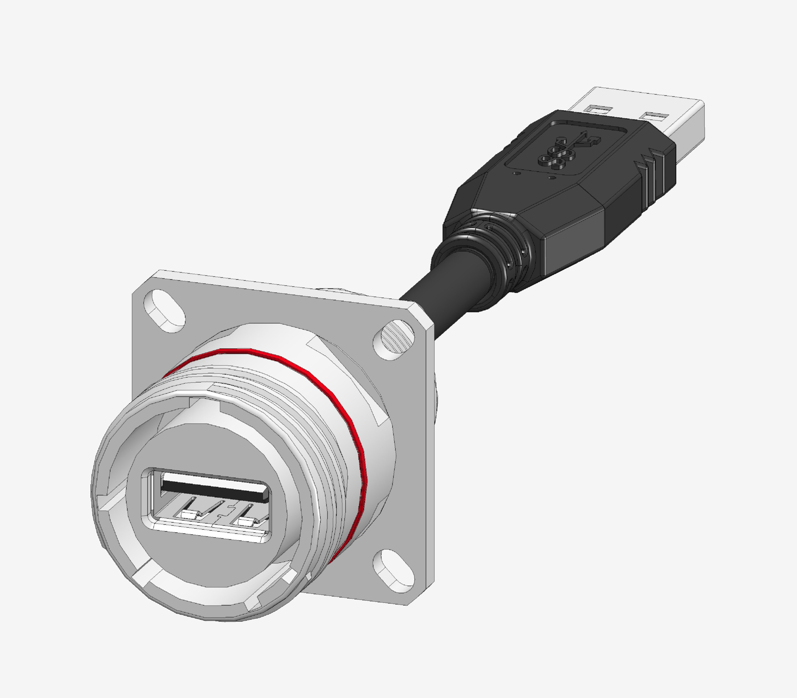 USB-A - Square Flange w Cordset