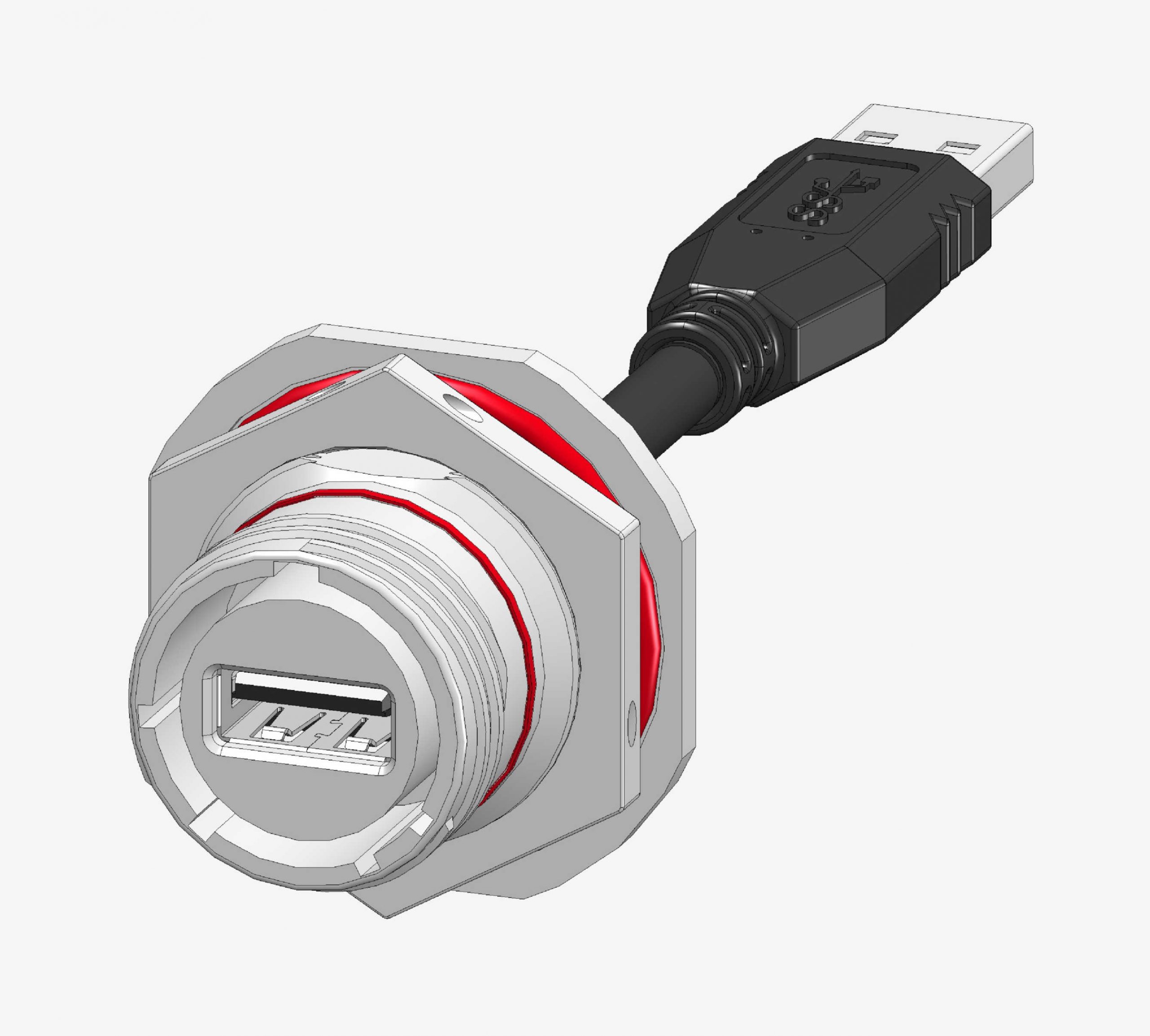 USB-A - Jam Nut w Cordset